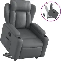 vidaXL Fauteuil relax avec releveur Gris Similicuir