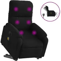 vidaXL Fauteuil de massage Releveur électrique Noir Tissu microfibre