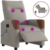 vidaXL Fauteuil de massage électrique Taupe Tissu