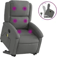 vidaXL Fauteuil de massage avec releveur Tissu gris foncé