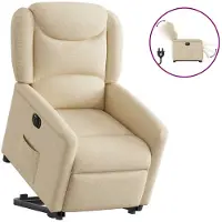 vidaXL Fauteuil relax avec releveur électrique Crème Tissu