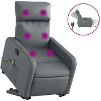 vidaXL Fauteuil de massage avec releveur électrique Gris Similicuir