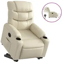 vidaXL Fauteuil relax avec releveur électrique Crème similicuir
