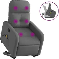 vidaXL Fauteuil de massage avec releveur Tissu gris foncé