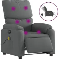 vidaXL Fauteuil de massage électrique Tissu gris foncé
