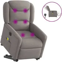 vidaXL Fauteuil de massage électrique avec releveur Taupe Tissu