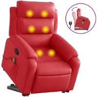 vidaXL Fauteuil de massage avec releveur Rouge similicuir
