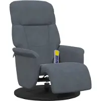 vidaXL Fauteuil de massage avec repose-pieds gris foncé velours