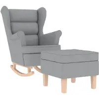 vidaXL Fauteuil à bascule avec repose-pieds Gris clair Tissu