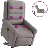 vidaXL Fauteuil de massage électrique avec releveur Taupe Tissu