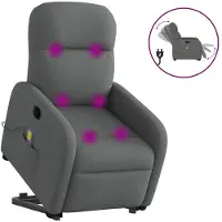 vidaXL Fauteuil de massage électrique avec releveur Tissu gris foncé