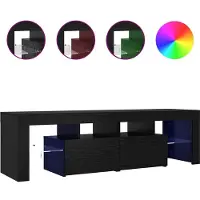 vidaXL Armoire TV avec lampes LED noir aspect chêne 140x36,5x40 cm