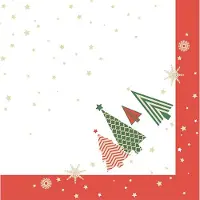 Papstar 50 Servietten, 3-lagig 1/4-Falz 40 cm x 40 cm "Plain Christmas Trees"