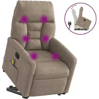 vidaXL Fauteuil de massage avec releveur Taupe Tissu microfibre