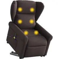 vidaXL Fauteuil de massage électrique avec releveur Tissu marron foncé