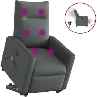 vidaXL Fauteuil de massage électrique avec releveur Tissu gris foncé