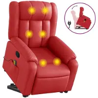 vidaXL Fauteuil de massage avec releveur Rouge similicuir