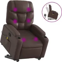 vidaXL Fauteuil de massage avec releveur Marron Similicuir