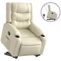vidaXL Fauteuil relax avec releveur Crème Similicuir