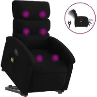 vidaXL Fauteuil de massage électrique avec releveur Noir Tissu