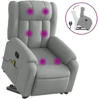 vidaXL Fauteuil de massage avec releveur Gris clair Tissu
