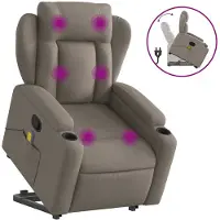 vidaXL Fauteuil de massage avec releveur Taupe Tissu