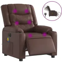 vidaXL Fauteuil de massage électrique brun similicuir