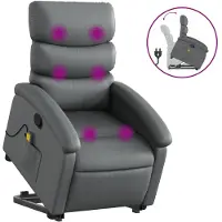 vidaXL Fauteuil de massage avec releveur Gris Similicuir