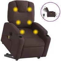 vidaXL Fauteuil de massage électrique avec releveur Tissu marron foncé