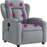 vidaXL Fauteuil relax de massage, tissu gris clair