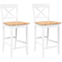vidaXL Tabouret de bar 2 pcs. Blanc Bois massif Hévéa