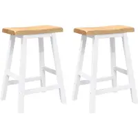 vidaXL Tabouret de bar 2 pcs. Blanc Bois massif Hévéa
