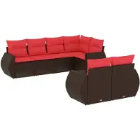 vidaXL Ensemble de 7 canapés de jardin avec coussins, marron, polyrattan