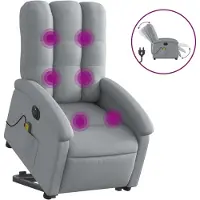 vidaXL Fauteuil de massage électrique avec releveur Tissu gris clair