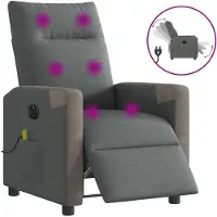 vidaXL Fauteuil de massage électrique Tissu gris foncé