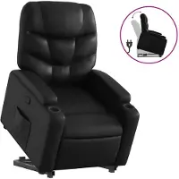 vidaXL Fauteuil relax avec releveur Noir Similicuir