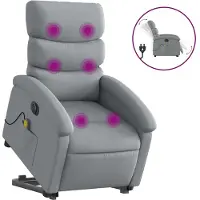 vidaXL Fauteuil de massage électrique avec releveur Tissu gris clair