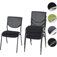 Mendler Lot de 4 chaises de conférence / visiteur T401, empilable siège noir, pieds noirs