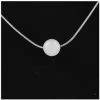 Bijoux Pierres et Minéraux. Collier 1 perle Quartz rose 8 mm Chaine en acier inoxydable.
