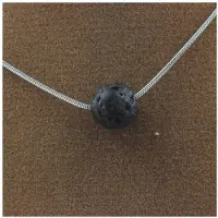 Bijoux Pierres et Minéraux. Collier 1 perle Lave 8 mm Chaine en acier inoxydable.