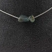 Bijoux Pierres et Minéraux. Collier 2 perles Apatite du Brésil. Chaine en acier inoxydable Collier femmes, hommes. Taille personnalisable.