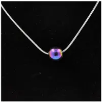 Bijoux Pierres et Minéraux. Collier 1 perle Hématite multicolore 8 mm Chaine en acier inoxydable.