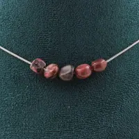 Bijoux Pierres et Minéraux. Collier 5 perles Rhodochrosite du Brésil Chaine en acier inoxydable Collier femmes, hommes. Taille personnalis