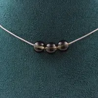 Bijoux Pierres et Minéraux. Collier 3 perles Quartz fumé 8 mm Chaine en acier inoxydable Collier femmes, hommes. Taille personnalisable.