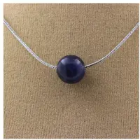 Bijoux Pierres et Minéraux. Collier 1 perle Sodalite 8 mm Chaine en acier inoxydable.
