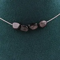 Bijoux Pierres et Minéraux. Collier 4 perles Hypersthène d'Égypte. Chaine en acier inoxydable Collier femmes, hommes. Taille personnalisab