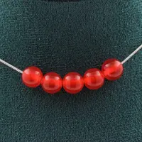 Bijoux Pierres et Minéraux. Collier 5 perles Calcédoine rouge 8 mm. Chaine en acier inoxydable Collier femmes, hommes. Taille personnalisa