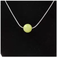 Bijoux Pierres et Minéraux. Collier 1 perle Serpentine 8 mm Chaine en acier inoxydable.