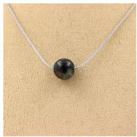 Bijoux Pierres et Minéraux. Collier 1 perle Emeraude de Zambie 8 mm Chaine en acier inoxydable.