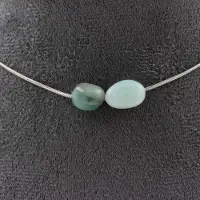 Bijoux Pierres et Minéraux. Collier 2 perles Amazonite du Brésil. Chaine en acier inoxydable Collier femmes, hommes. Taille personnalisabl